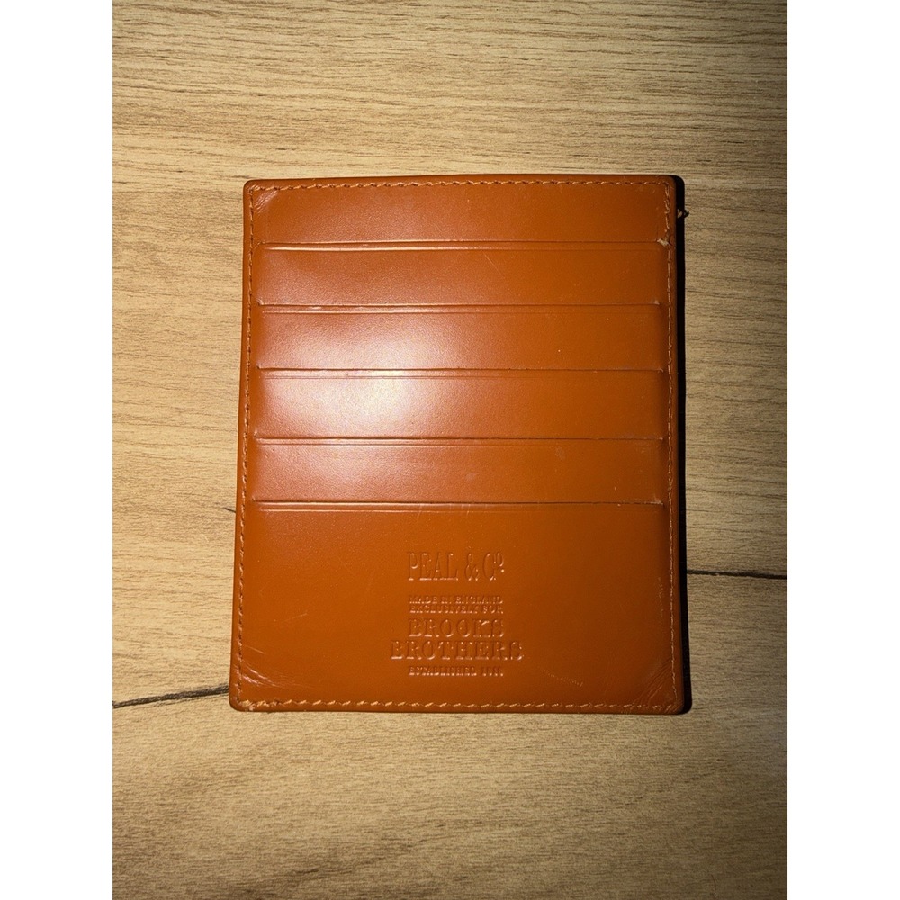 Brooks Brothers PEAL & CO. Collaboration Bi-Fold Wallet Coin Case Brown Leather